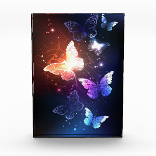 Glowing Night Butterflies Photo Block