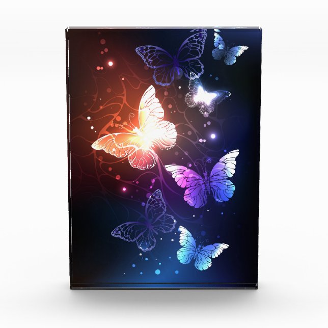 Glowing Night Butterflies Photo Block (Front)