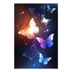 Glowing Night Butterflies Photo Print