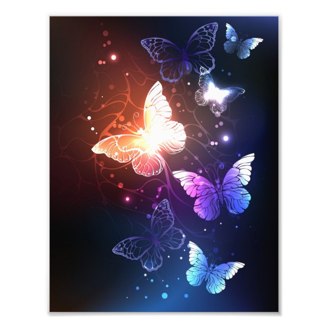 Glowing Night Butterflies Photo Print (Front)
