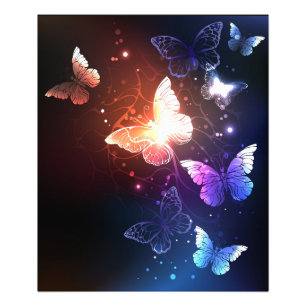 Glowing Night Butterflies Photo Print