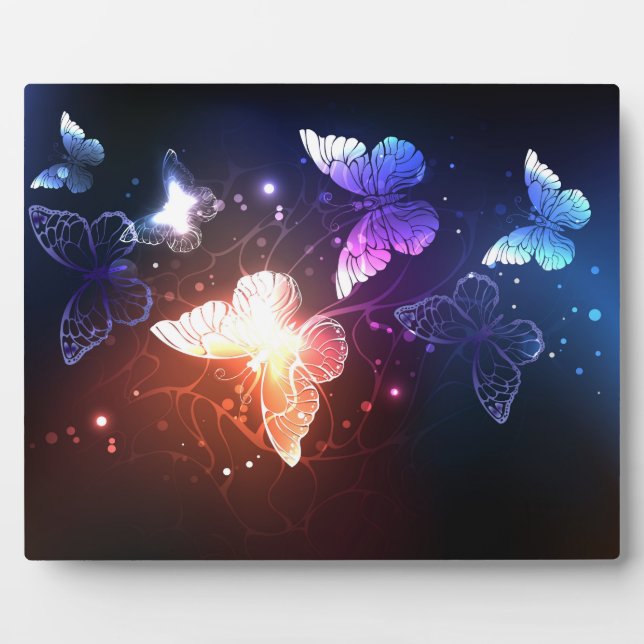 Glowing Night Butterflies Plaque (Front)