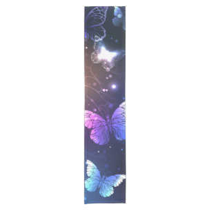 Glowing Night Butterflies Short Table Runner