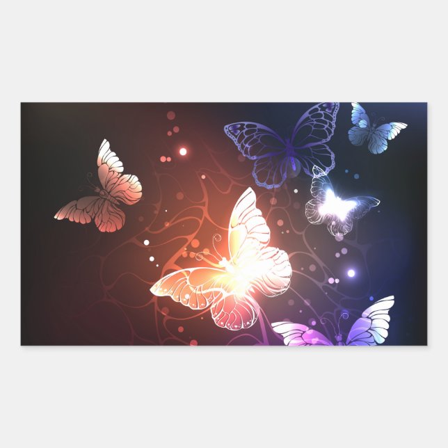 Glowing Night Butterflies Sticker (Front)
