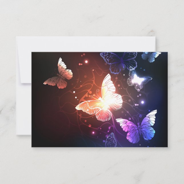 Glowing Night Butterflies Thank You Card (Front)