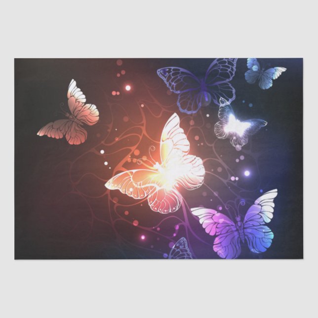 Glowing Night Butterflies Tissue Paper (Front)