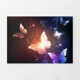 Glowing Night Butterflies Tri-Fold Invitation