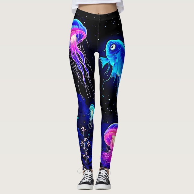 Glowing Ocean Depths Art Leggings (Front)