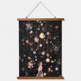Glowing Orbs Starry Night  Hanging Tapestry