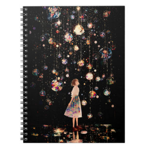 Glowing Orbs Starry Night Notebook