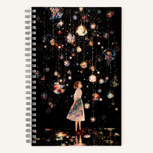 Glowing Orbs Starry Night Notebook