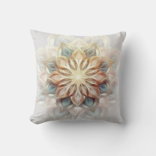 Glowing Pastel Colours Mandala Throw Pillow