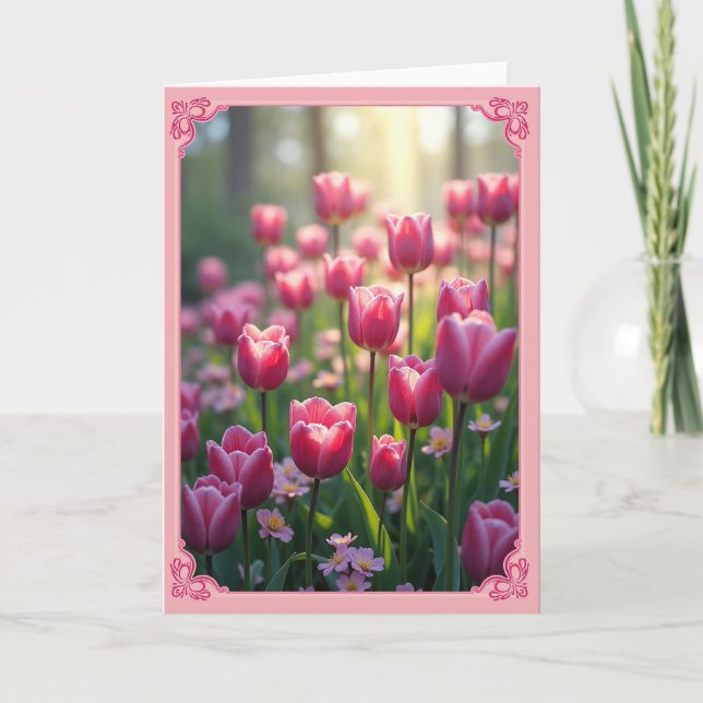 Glowing Petals Birthday Card (Front)