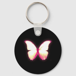 Glowing Pink Butterfly Basic Keychain