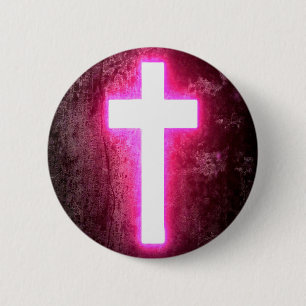 Glowing Pink Cross Beautiful 2 Inch Round Button