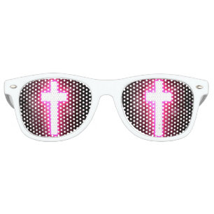 Glowing Pink Cross Sun Glasses