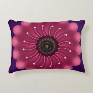 Glowing Pink Fantasy Flower   Abstract Neon Floral Accent Pillow
