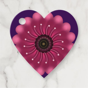 Glowing Pink Fantasy Flower Abstract Neon Floral Favour Tags