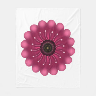 Glowing Pink Fantasy Flower   Abstract Neon Floral Fleece Blanket