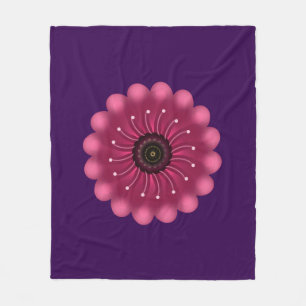 Glowing Pink Fantasy Flower   Abstract Neon Floral Fleece Blanket