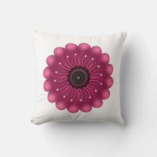 Glowing Pink Fantasy Flower   Abstract Neon Floral Throw Pillow