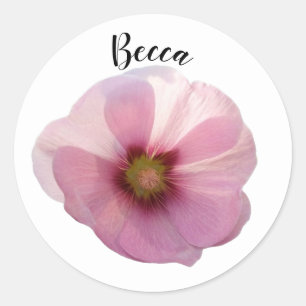 Glowing Pink Hollyhock Flower Personalized Classic Round Sticker