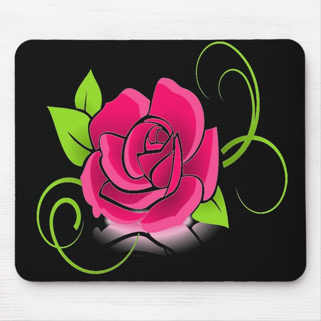 Glowing Pink Rose Mouse Pad (Front)