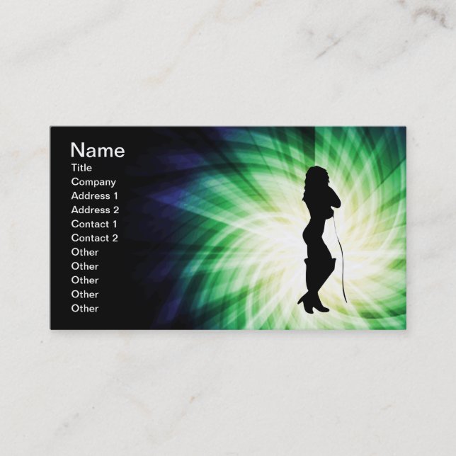 Glowing Pretty Girl with Whip Business Card (Front)