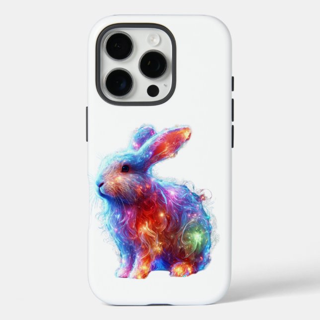 Glowing Prism Rabbit – Ethereal Neon Light Animal Case-Mate iPhone Case (Back)