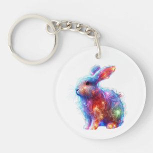 Glowing Prism Rabbit – Ethereal Neon Light Animal Keychain