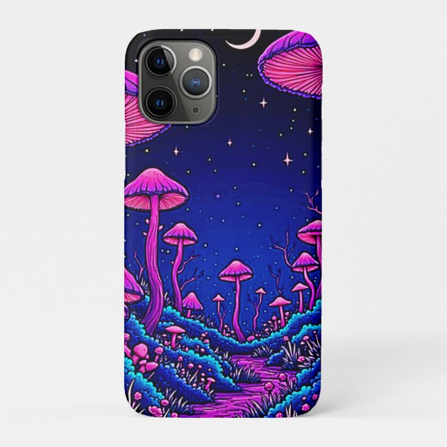 Glowing Psychedelic Mushroom Forest Night Case-Mate iPhone Case (Back)