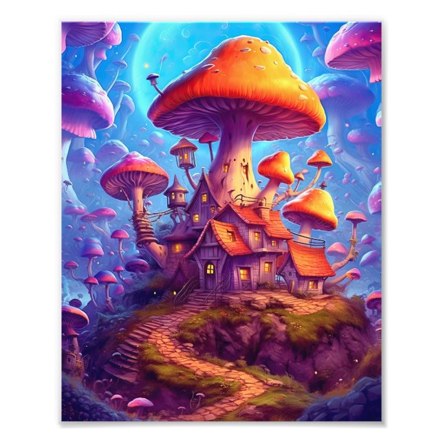 Glowing Psychedelic Mushrooms Photo Print (Front)