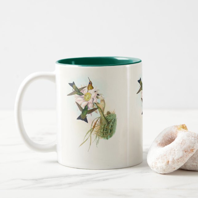 Glowing Puff-Leg by John Gould Two-Tone Coffee Mug (With Donut)