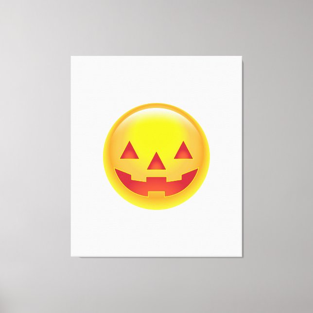 Glowing Pumpkin Emoji Canvas Print (Front)