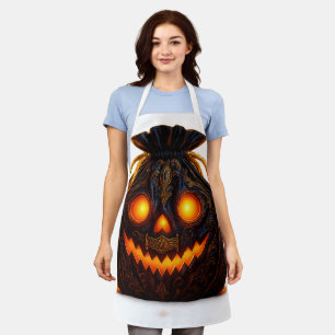 Glowing Pumpkin Face Apron   Halloween Kitchen Fun