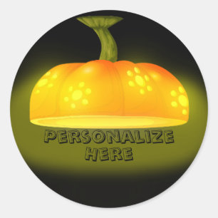 Glowing pumpkin fall unique cute black orange classic round sticker