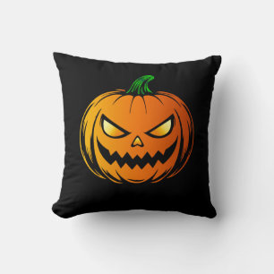 Glowing Pumpkin Horror Face – Halloween Throw Pillow