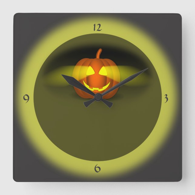Glowing Pumpkin - Square Wall Clock (Front)