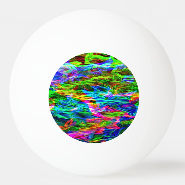 Glowing Rainbow Abstract Ping Pong Ball (Front)