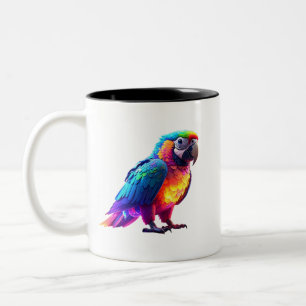 Glowing Rainbow Parrot Two-Tone Coffee Mug