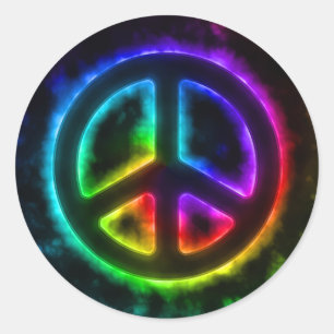 Glowing Rainbow Peace Sign Sticker