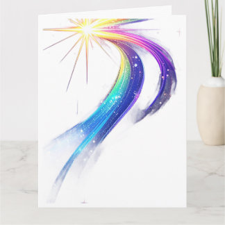 Glowing Rainbow Shooting Star Comet Trail Art Prin Thank You Card