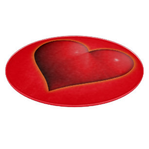 Glowing Red 3-D Heart Cutting Board