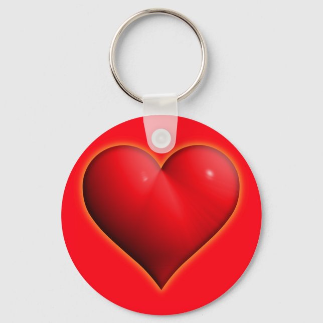 Glowing Red 3-D Heart Keychain (Front)