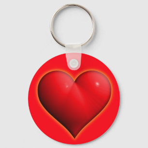 Glowing Red 3-D Heart Keychain