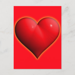 Glowing Red 3-D Heart Postcard