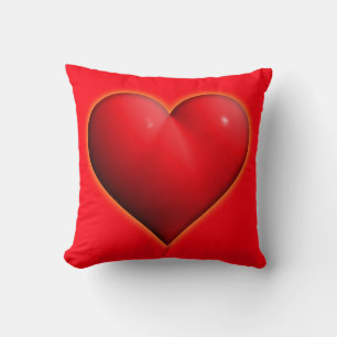 Glowing Red 3-D Heart Throw Pillow