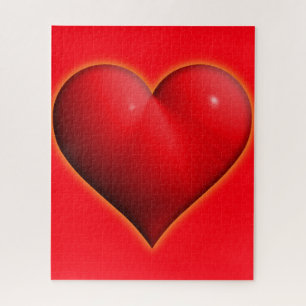 Glowing Red 3-D Heart Valentine's Day Jigsaw Puzzle