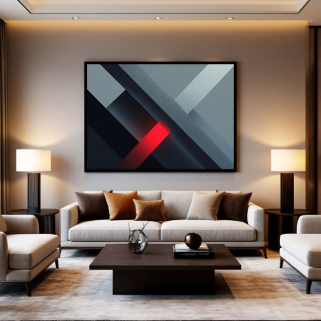 Glowing Red Abstract Concrete Geometric Art Canvas Print (Creator Uploaded)