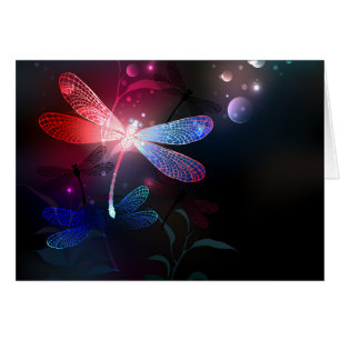 Glowing red dragonfly